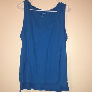 Loft Women's Sleeveless Pullover Tank Top Scoop Neck Solid size L blue